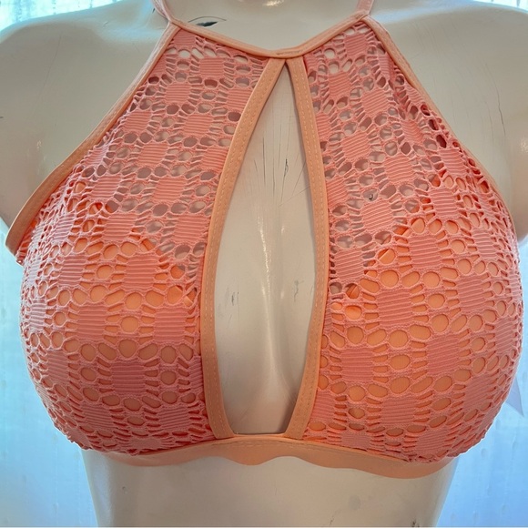 NEW Kenneth Cole Women's Two Piece Bikini Size Small Peach Crochet Keyhole - Picture 3 of 6